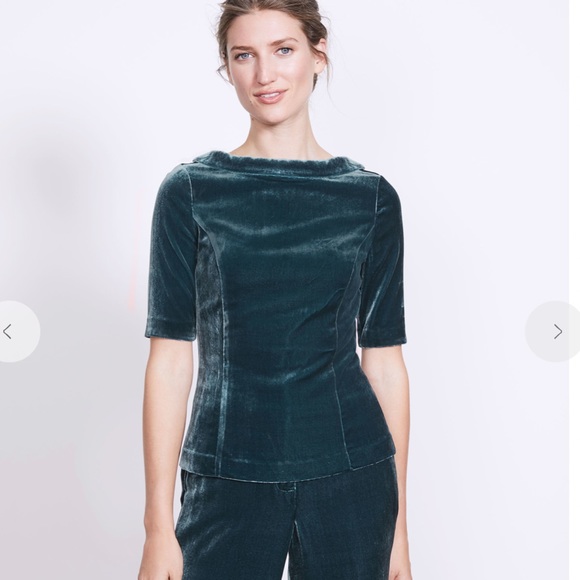 Boden NWT Martha Blue Velvet Top size 10. - Picture 2 of 10